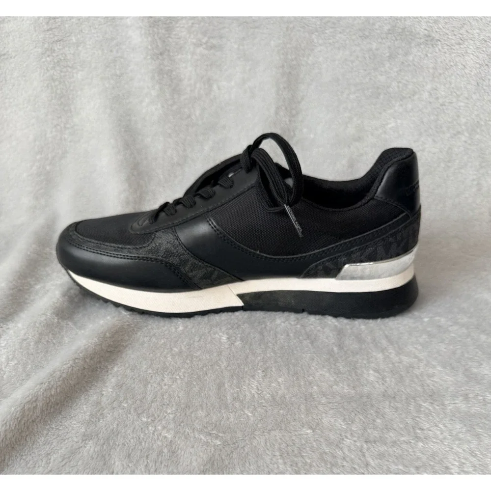 Michael Kors Andi Canvas signature logo trainer sz 7 Black Shoes Sneakers